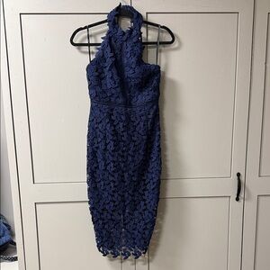 Bardot Elegant Navy Blue Halter Dress